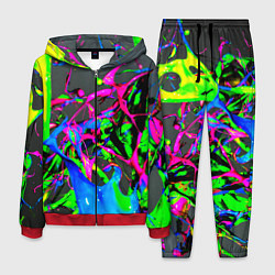 Костюм мужской Неоновые краски всплеск, цвет: 3D-красный