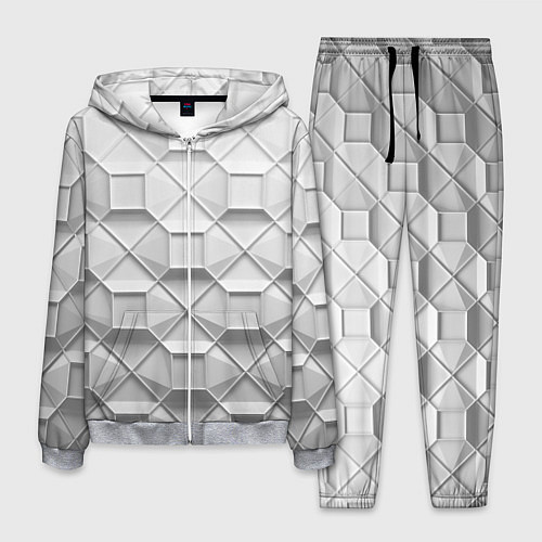 Мужской костюм Бело серая геометрия / 3D-Меланж – фото 1