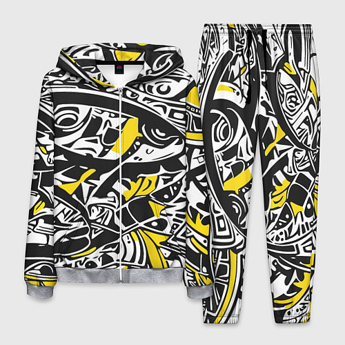 Мужской костюм Черно-желтый орнамент / 3D-Меланж – фото 1