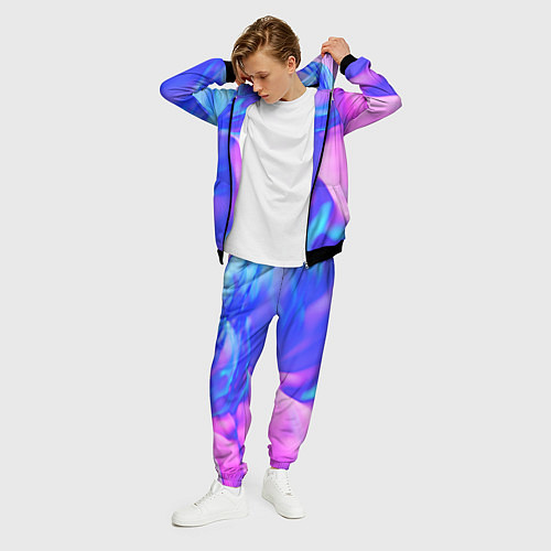 Мужской костюм Неоновая текстура абстракция / 3D-Черный – фото 3