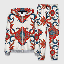 Мужской костюм Узор красно-синий на белом фоне