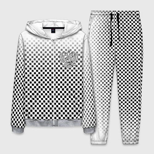 Мужской костюм Герб РФ клетка паттерн / 3D-Меланж – фото 1