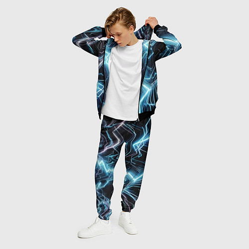 Мужской костюм Разряд молнии - неоновое свечение / 3D-Черный – фото 3