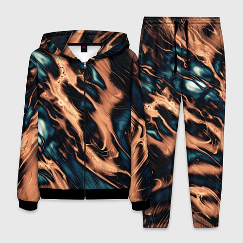Мужской костюм Абстракция тёмный бирюзово-медный / 3D-Черный – фото 1