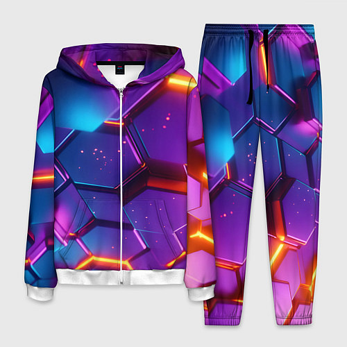 Мужской костюм Трехмерные соты с эффектом неона / 3D-Белый – фото 1