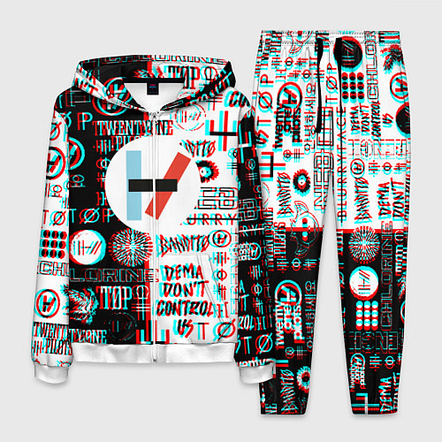 Мужской костюм Twenty one pilots glitch pattern / 3D-Белый – фото 1