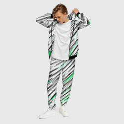 Костюм мужской Диагональные чёрно-зелёные полосы на белом фоне, цвет: 3D-черный — фото 2