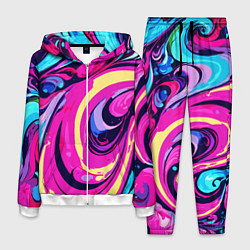 Костюм мужской Сине-розовый узор, цвет: 3D-белый