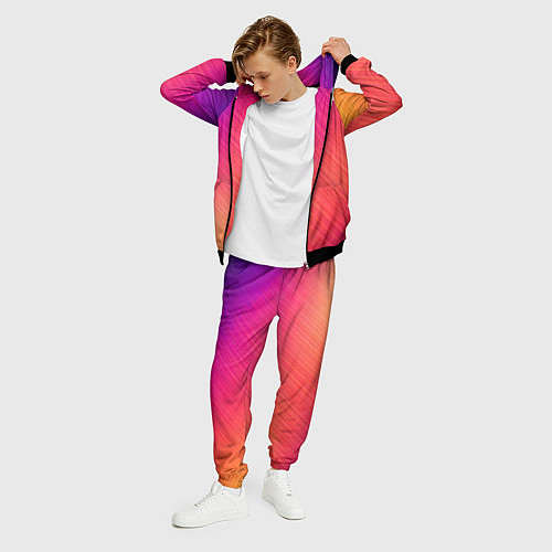 Мужской костюм Градиент в косую полоску / 3D-Черный – фото 3