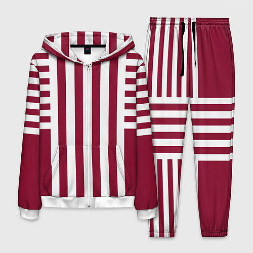 Мужской костюм Бело красный узор в полоску / 3D-Белый – фото 1