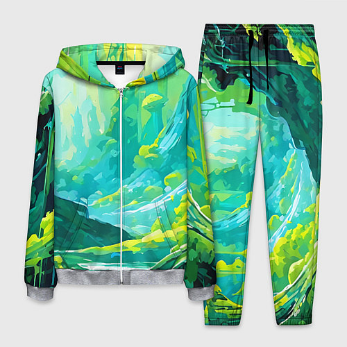 Мужской костюм Зелёная кислотная абстракция / 3D-Меланж – фото 1