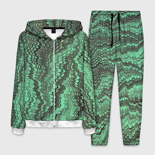 Мужской костюм Разводы в зеленом цвете / 3D-Белый – фото 1