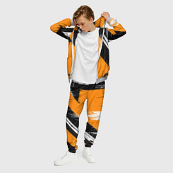 Костюм мужской Вертикальные чёрные линии на оранжево-белом фоне, цвет: 3D-меланж — фото 2
