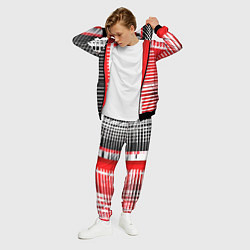 Костюм мужской Белые полосы на чёрно-красном фоне, цвет: 3D-черный — фото 2