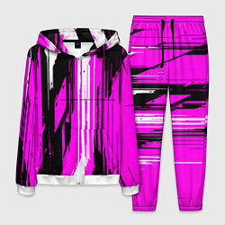 Костюм мужской Вертикальные чёрно-белые линии на розовом фоне, цвет: 3D-белый