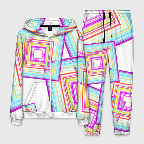 Мужской костюм Абстрактные квадраты / 3D-Белый – фото 1