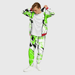 Костюм мужской Diagonal black and green stripes on a white backgr, цвет: 3D-красный — фото 2