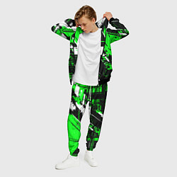 Костюм мужской Diagonal black and white stripes on a green backgr, цвет: 3D-черный — фото 2