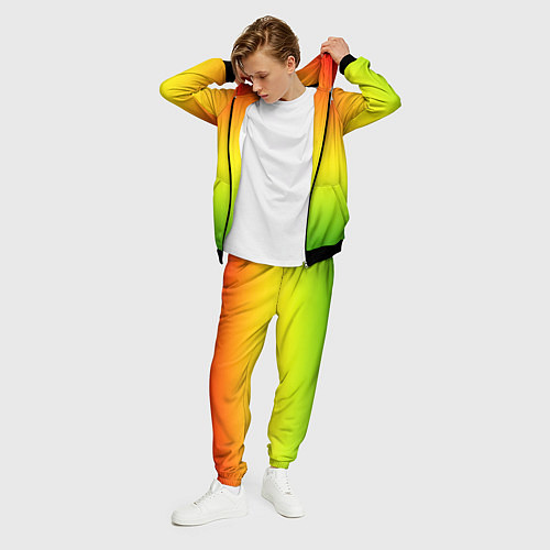 Мужской костюм Градиент сочный красно-жёлто-зелёный / 3D-Черный – фото 3