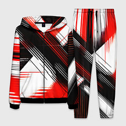 Костюм мужской Диагональные красно-чёрные линии на белом фоне, цвет: 3D-черный