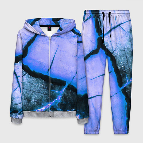 Мужской костюм Трещины на абстрактном синем фоне / 3D-Меланж – фото 1