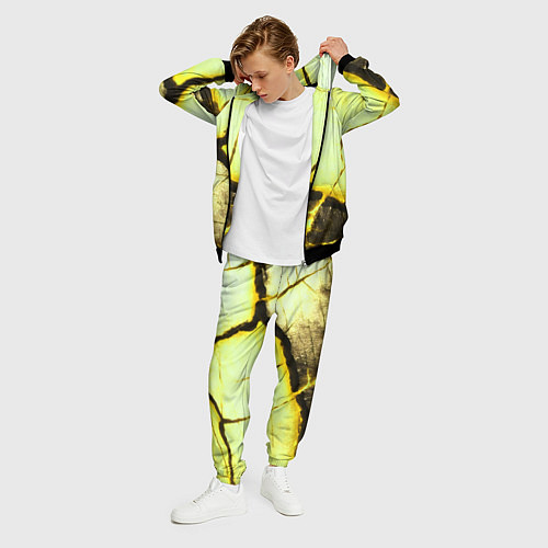 Мужской костюм Трещины на абстрактном жёлтом фоне / 3D-Черный – фото 3