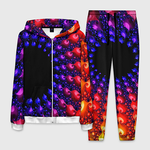 Мужской костюм Неоновая абстракция фрактал / 3D-Белый – фото 1