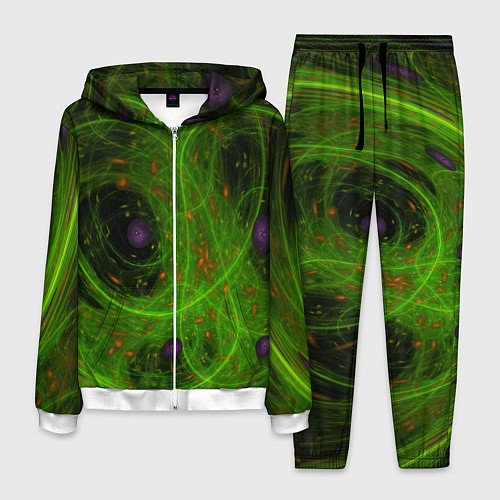 Мужской костюм Зелёный дым абстракция / 3D-Белый – фото 1