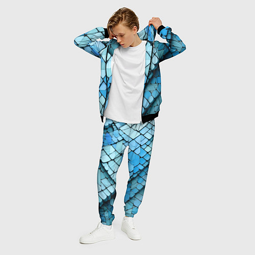 Мужской костюм Синие рельефные плитки / 3D-Черный – фото 3