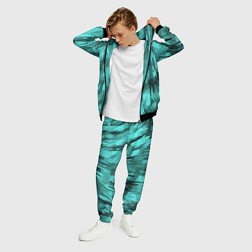 Мужской костюм Бирюзовый камуфляж / 3D-Черный – фото 3