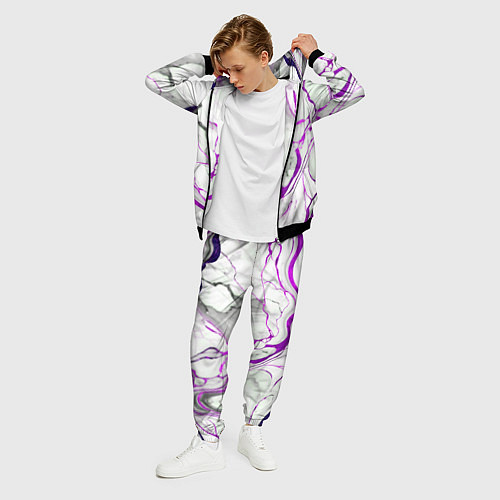 Мужской костюм Фиолетово-белый мрамор / 3D-Черный – фото 3