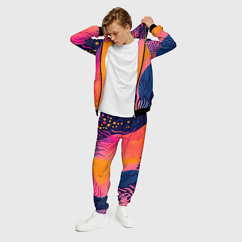 Мужской костюм Векторная абстракция с растениями - нейросеть / 3D-Черный – фото 3