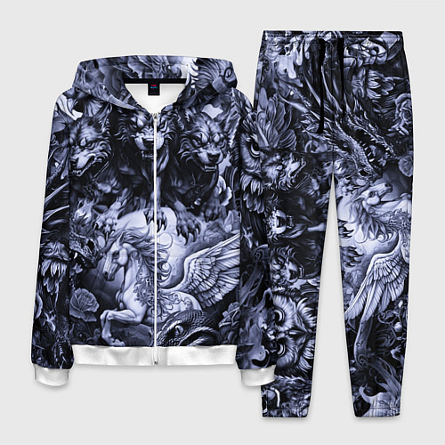 Мужской костюм Мифические существа с стиле тату / 3D-Белый – фото 1