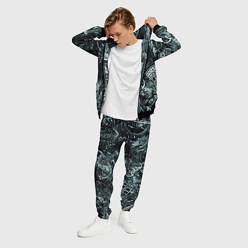 Мужской костюм Гладиатор и минотавр на фоне мечей и щитов / 3D-Черный – фото 3