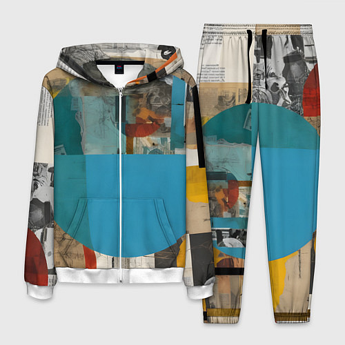 Мужской костюм Абстрактный ретро коллаж / 3D-Белый – фото 1