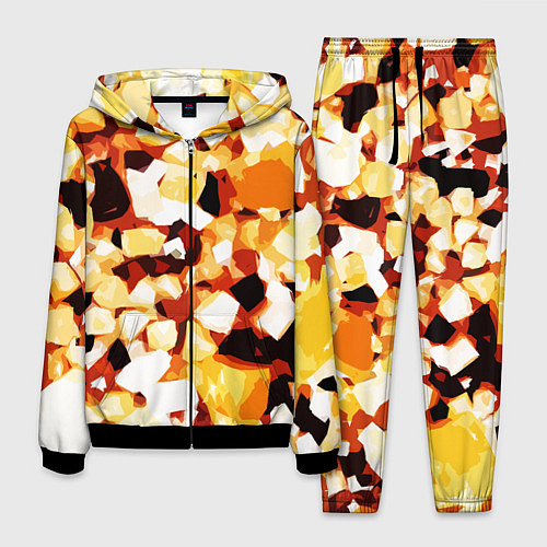 Мужской костюм Жёлто-белая абстракция на чёрном фоне / 3D-Черный – фото 1