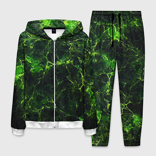 Мужской костюм Зеленая ядовитая текстура / 3D-Белый – фото 1