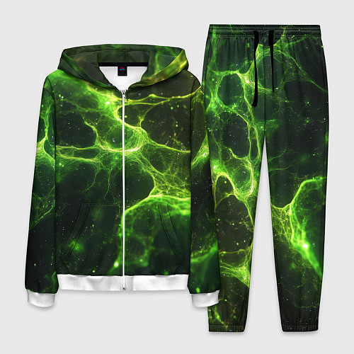 Мужской костюм Зеленые волокна текстура / 3D-Белый – фото 1