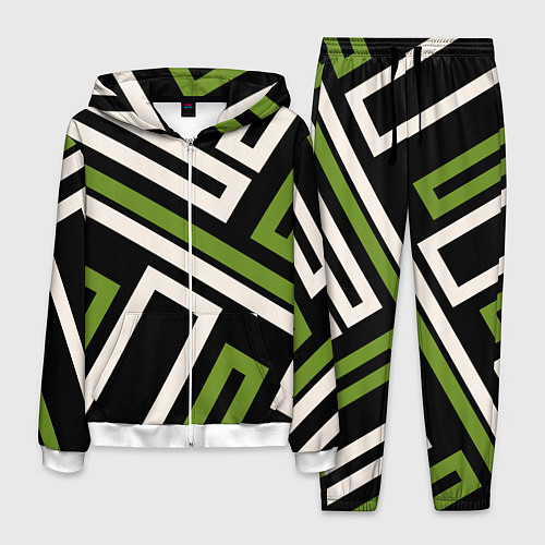 Мужской костюм Прямоугольники по диагонали-зеленый, черный / 3D-Белый – фото 1