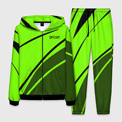 Мужской костюм Sport ярко-зелёный с чёрным точечный