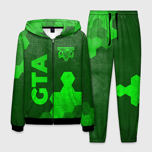 Мужской костюм GTA - green gradient вертикально / 3D-Черный – фото 1