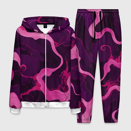 Мужской костюм Узоры фиолетового и розового цвета / 3D-Белый – фото 1