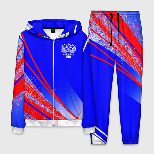 Мужской костюм Герб России на фоне цветов флага государства / 3D-Белый – фото 1