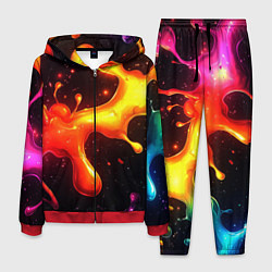 Костюм мужской Радужные кляксы на черном фоне, цвет: 3D-красный