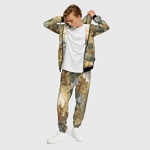 Мужской костюм Золотистый камуфляж / 3D-Черный – фото 3