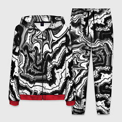 Костюм мужской Закрученные волны - чб абстракция, цвет: 3D-красный
