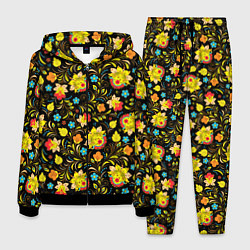 Костюм мужской Хохлома цветы, цвет: 3D-черный
