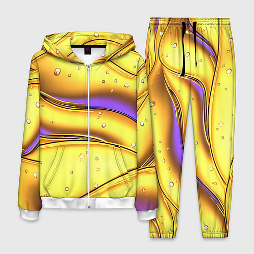 Мужской костюм Золотые волны с фиолетовым свечением / 3D-Белый – фото 1
