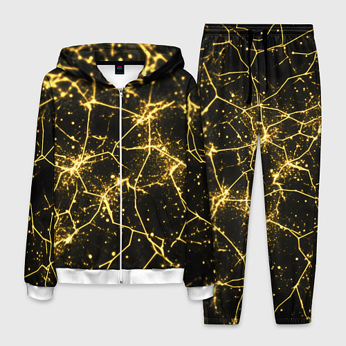 Мужской костюм Золотистые пути на черном / 3D-Белый – фото 1