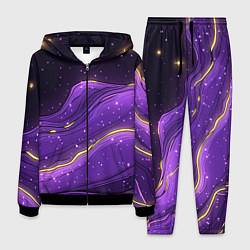 Костюм мужской Фиолетовая текстура с золотыми звездочками, цвет: 3D-черный